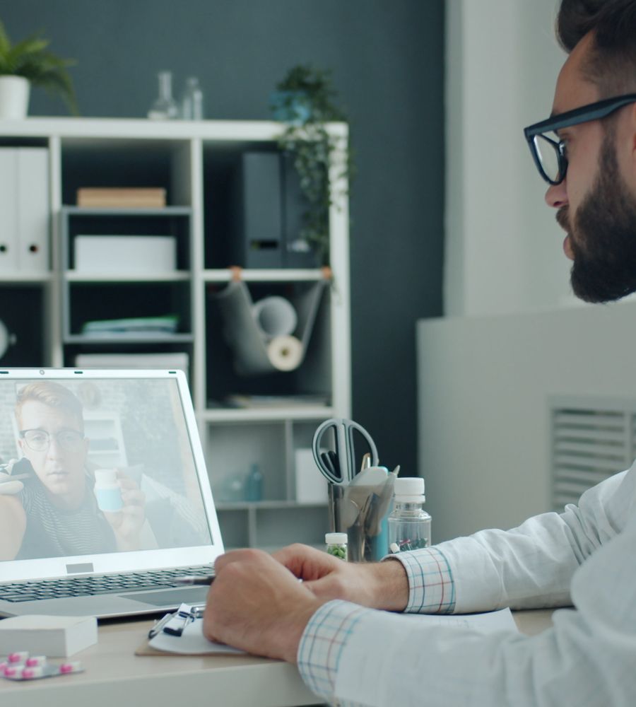 Doctor on a video call with a patient