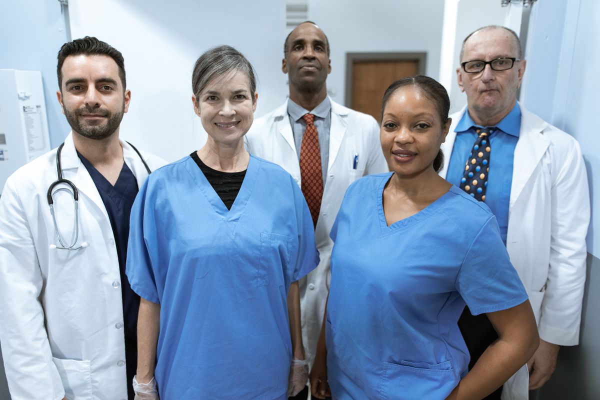 Healthcare professionals standing together