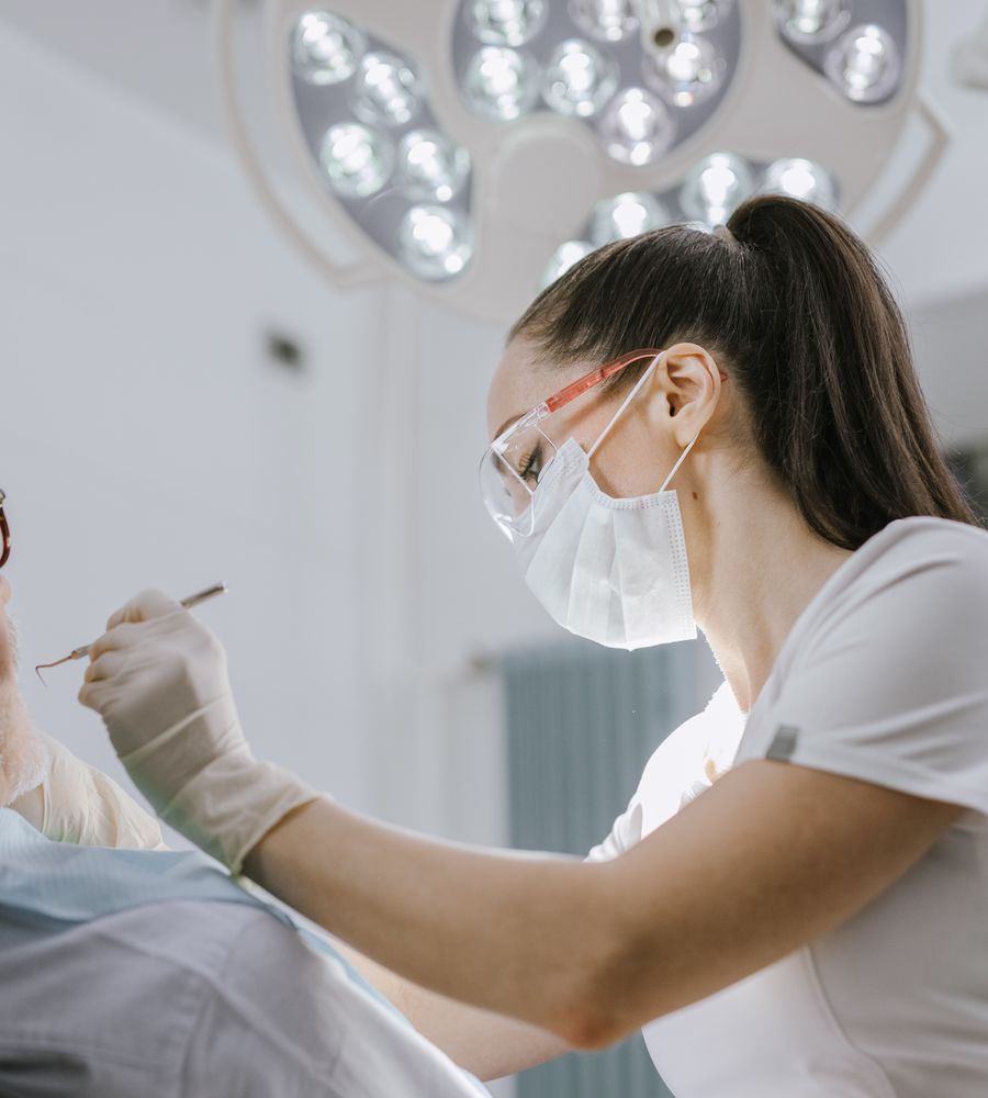 Dentist examining a patient